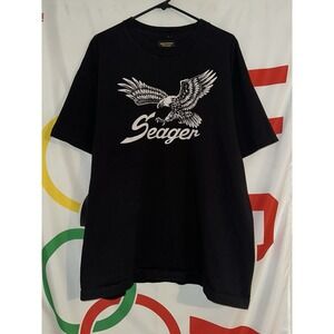 Seager T Shirt Mens 2XL Black Western Cowboy Eagle Graphic Tee